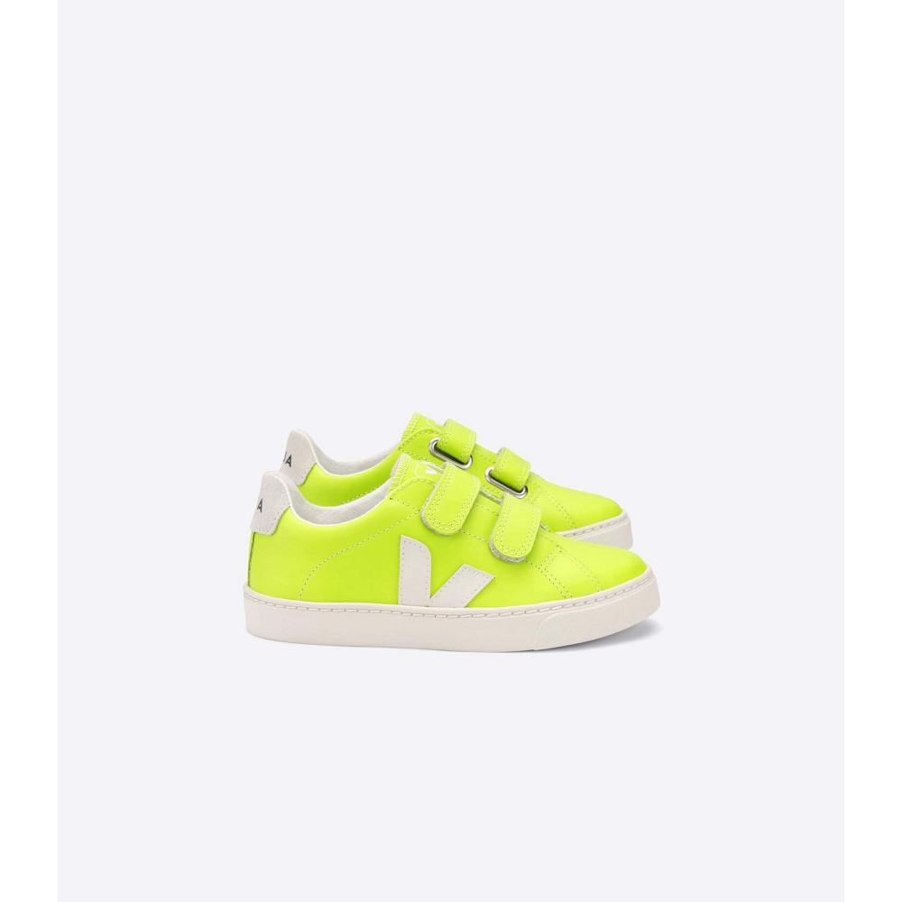 Green Kids\' Veja ESPLAR LEATHER Sneakers | AU 822VRW